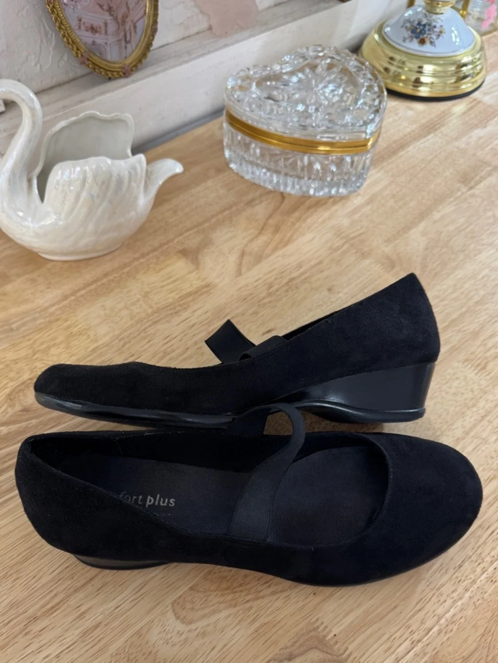 Vintage Y2K Classic Predictions Black Mary Jane Slip On Wedge Pumps Size 9 Retro